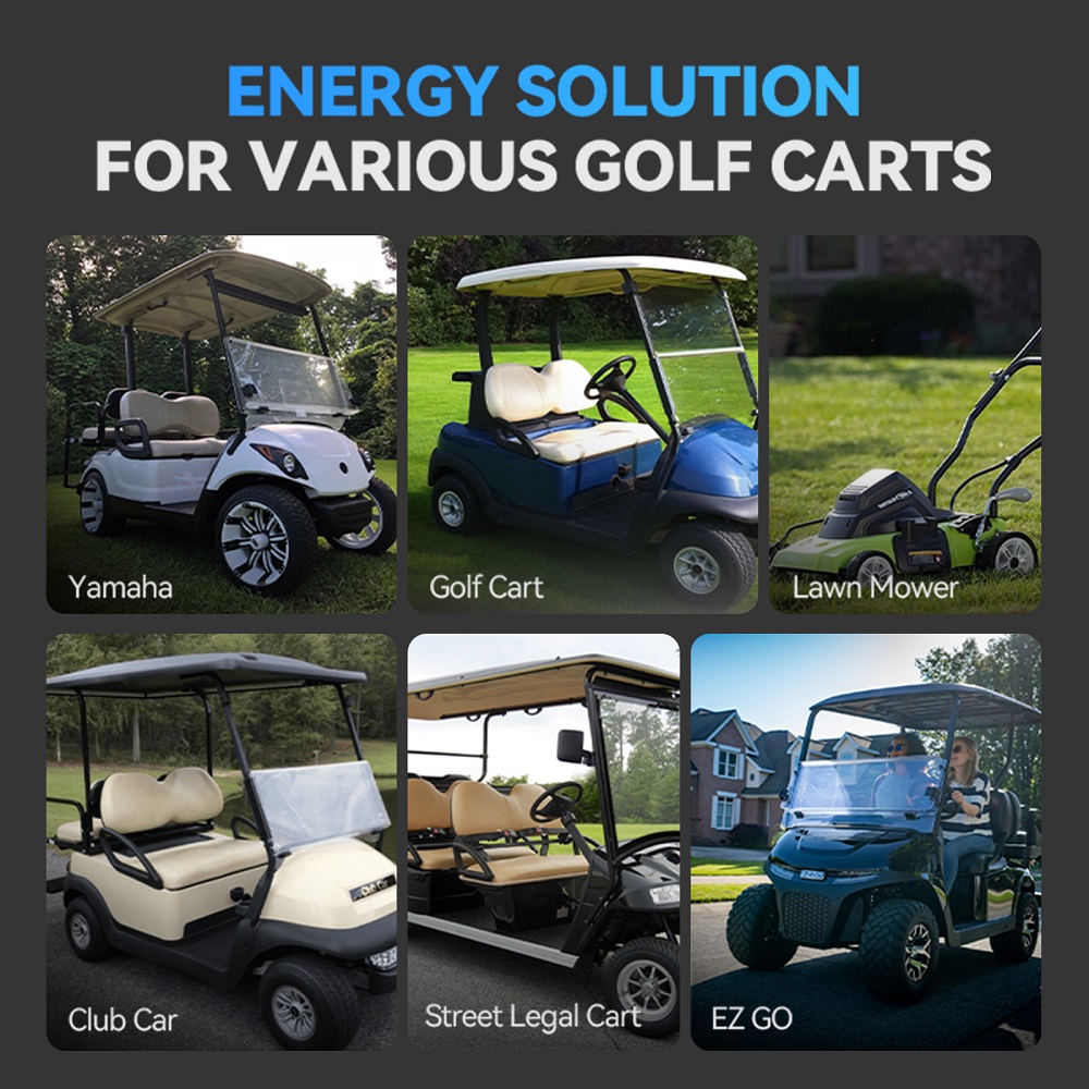 48V 51.2V 105Ah Golf Cart LiFePo4 Battery 100Ah 6000 Cycles IP67 Waterproof with RS485 CAN