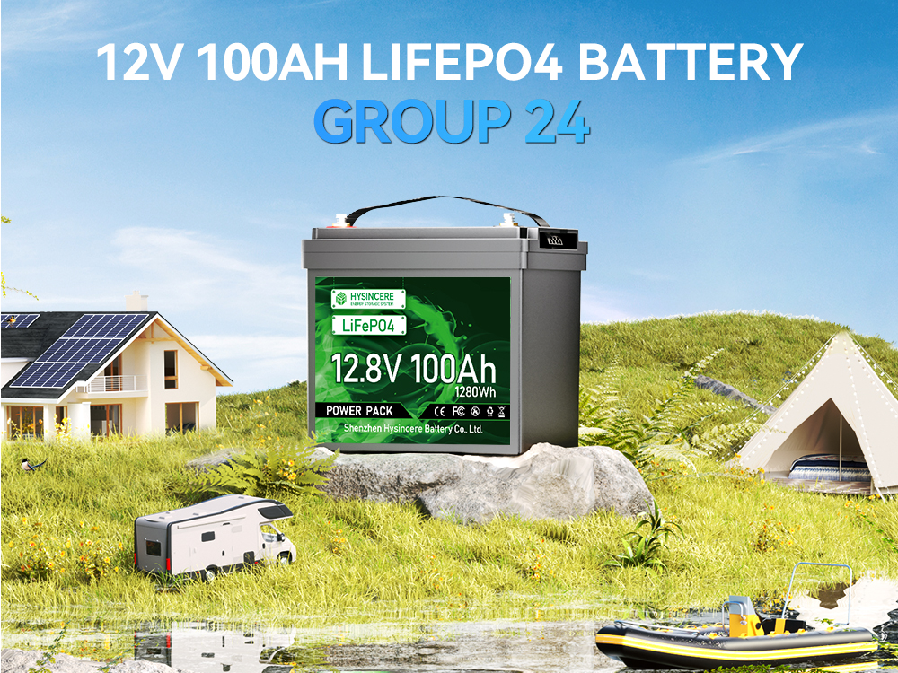 LiFePo4 Battery Pack 12V 100Ah Prismatic Cell 12 volt lithium battery 4000+ Cycles Group 24 Compact for RV Trolling Motor Solar Power