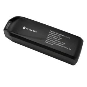 Hysincere 18650 13S4P 48V 10Ah e-bike battery pack, angled view