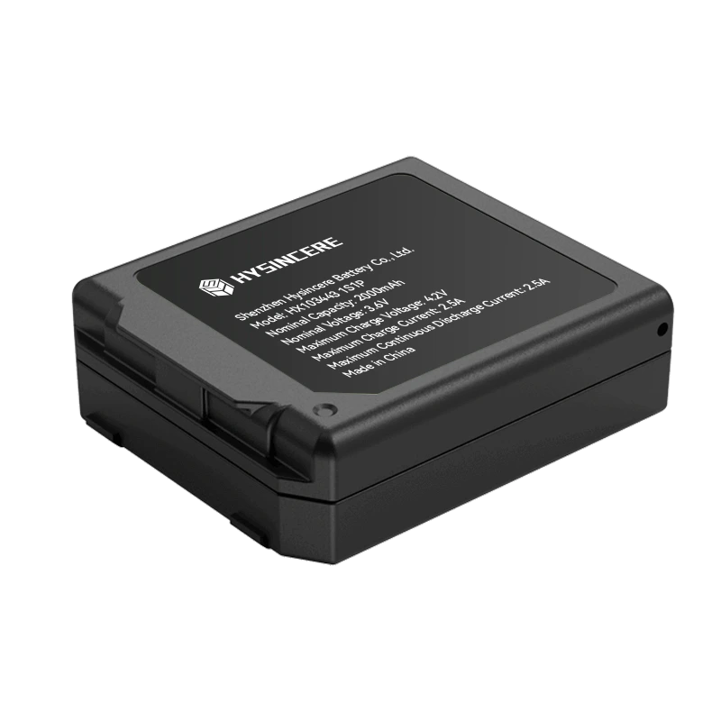 Hysincere HX103443 1S1P 3.6V 2000mAh explosion-proof battery pack, angled view