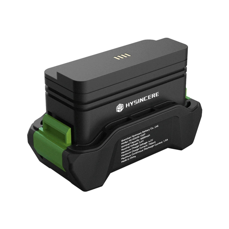 Hysincere HX103456 1S2P 3800mAh 3.6V explosion-resistant lithium battery pack, front three-quarter view