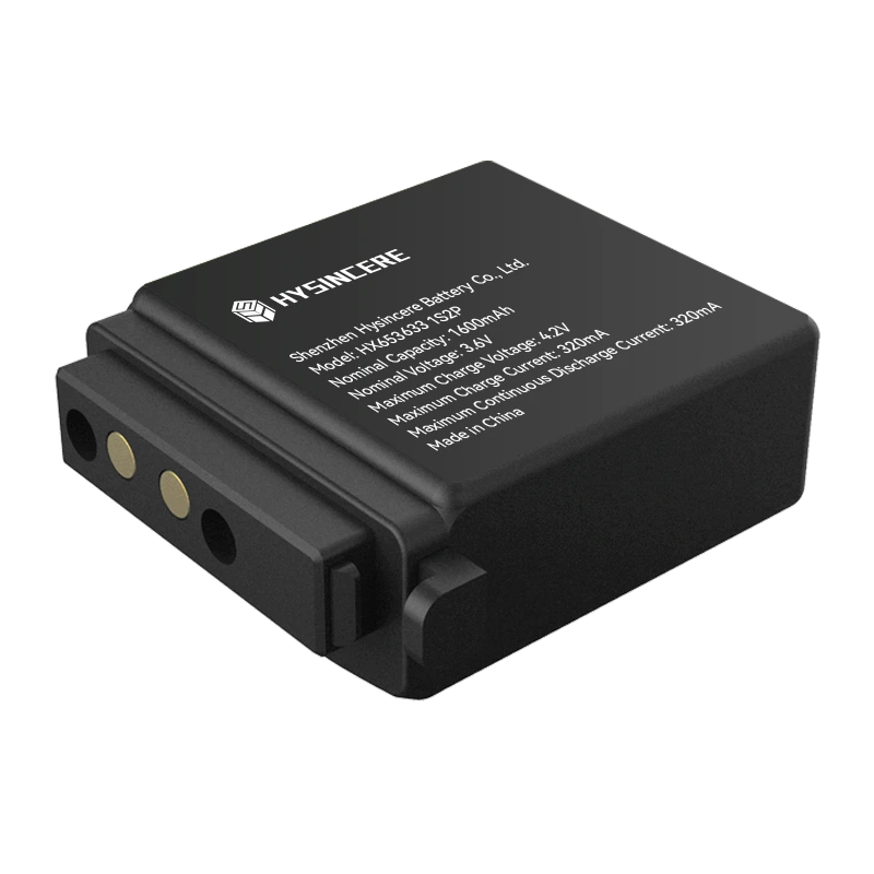 Hysincere HX653633 1S2P 1600mAh 3.6V explosion-resistant lithium battery pack, front three-quarter view