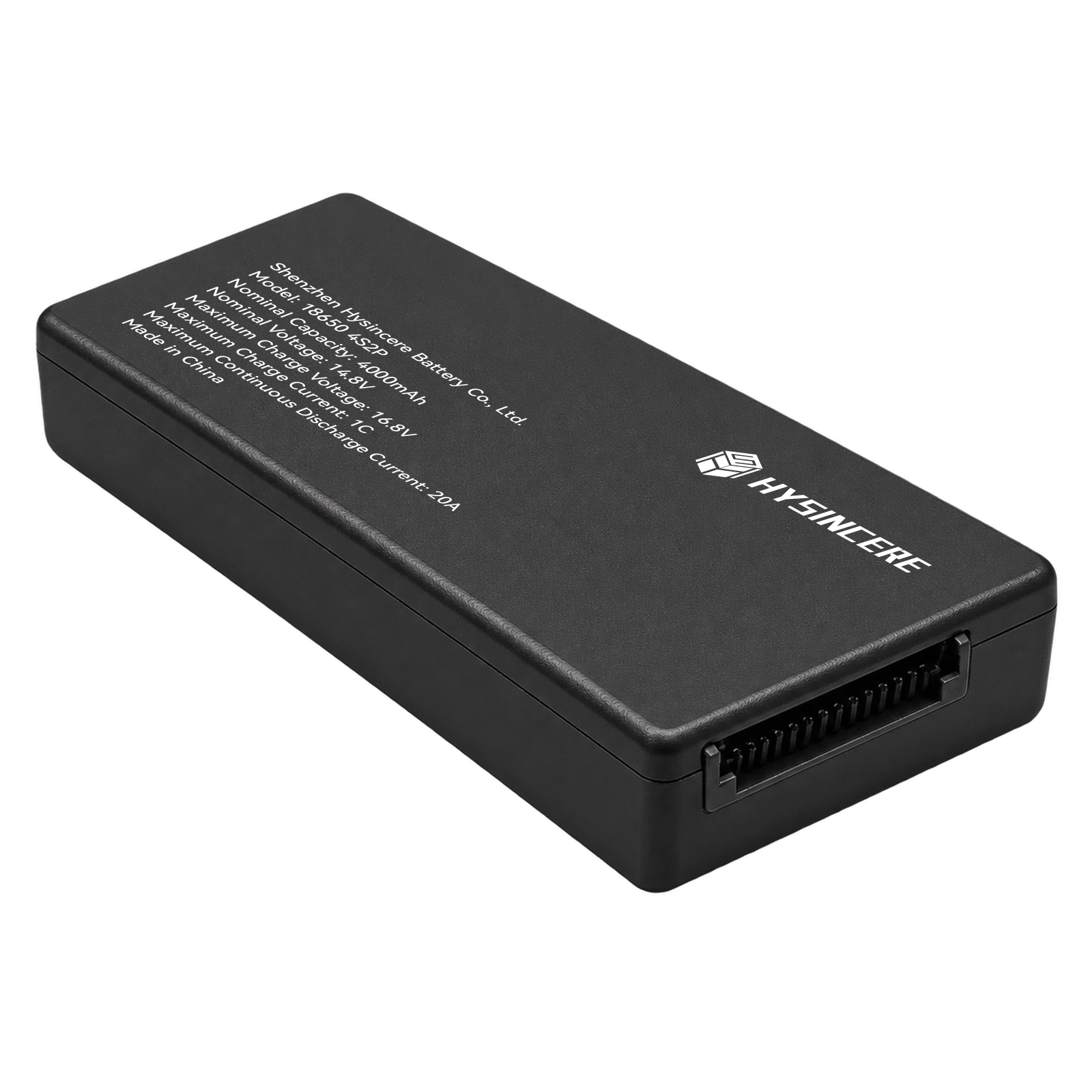 Hysincere 18650 4S2P 14.8V 4000mAh medical equipment battery pack, angled view