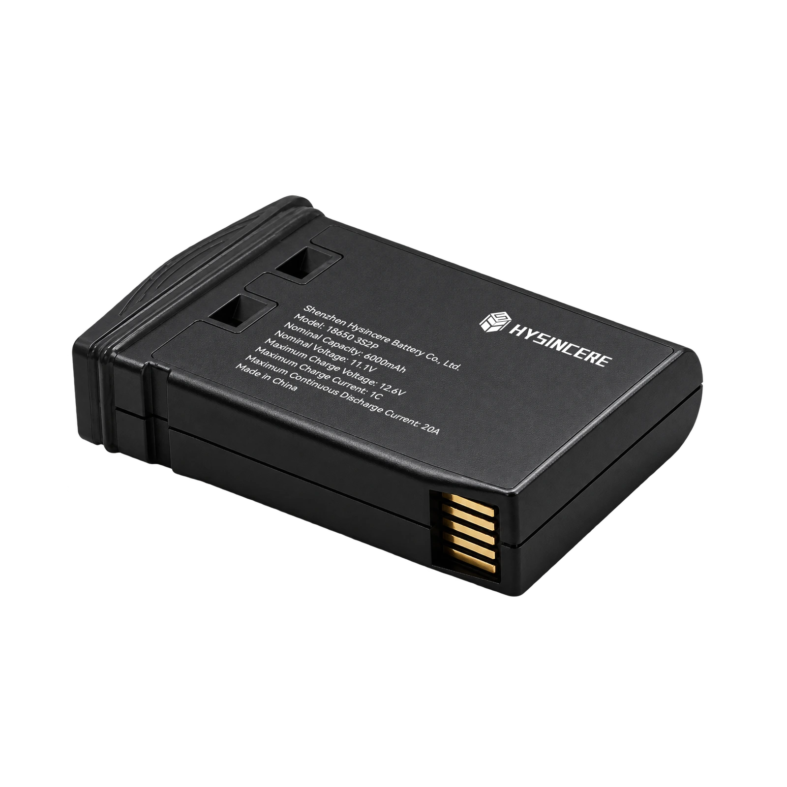 Hysincere 18650 3S2P 6000mAh 11.1V medical equipment lithium battery pack, front three-quarter view