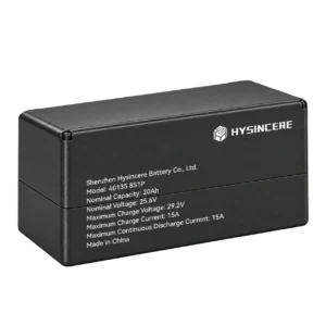 Hysincere 40135 8S1P 25.6V 20Ah robot battery pack, angled view