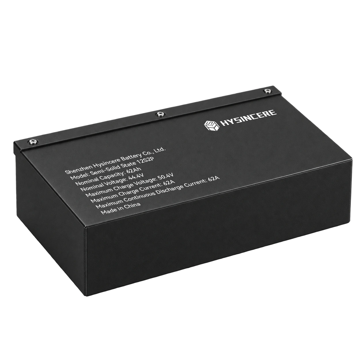 Hysincere Semi-Solid State 12S2P 44.4V 62Ah robot battery pack, angled view