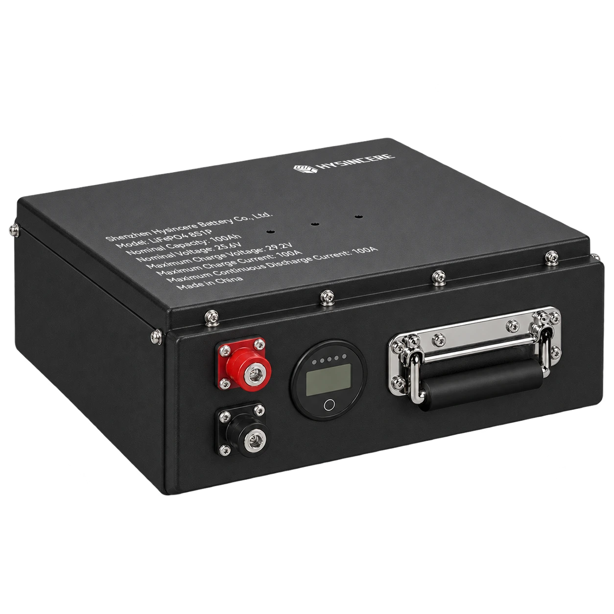 Hysincere LiFePO4 8S1P 100Ah 25.6V robot lithium battery pack, opposite front view