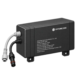 Hysincere 32700 1S4P 3.2V 24Ah solar lighting battery pack, angled view
