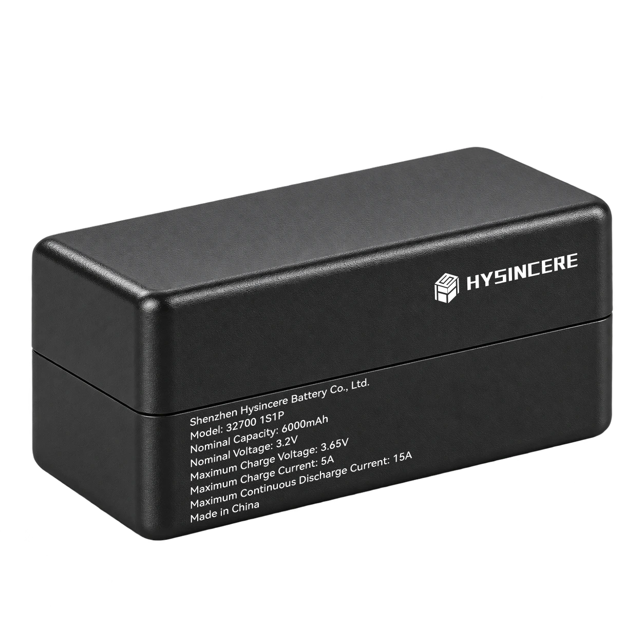 Hysincere 32700 1S1P 3.2V 6000mAh solar lighting battery pack, angled view