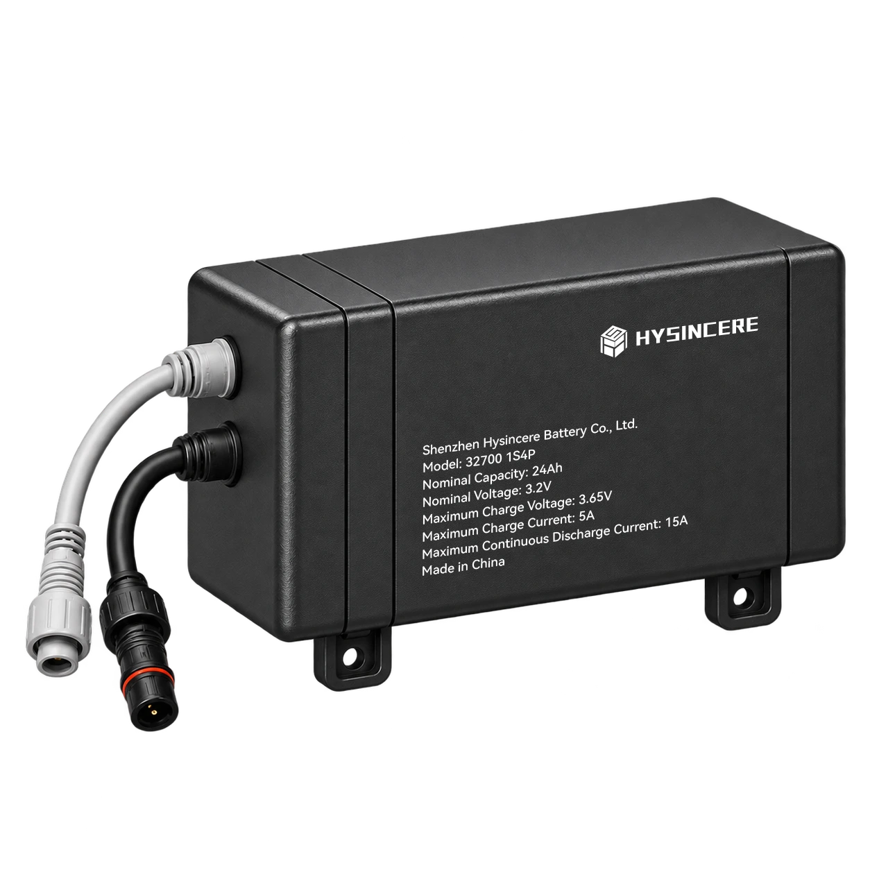 Hysincere 32700 1S4P 24Ah 3.2V solar lighting lithium battery pack, front three-quarter view