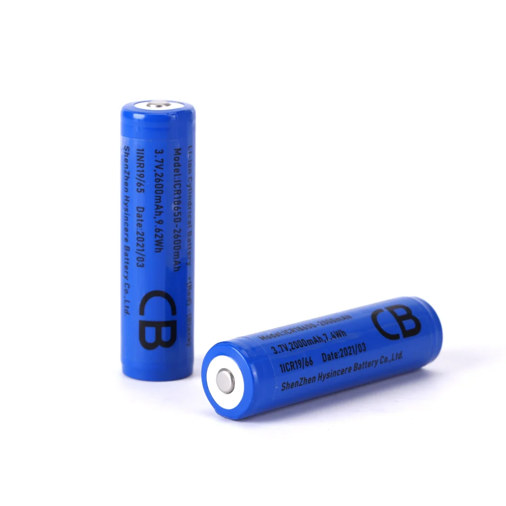 Technical specifications and chemistry types of the 18650 rechargeable battery 3.7V by Hysincere