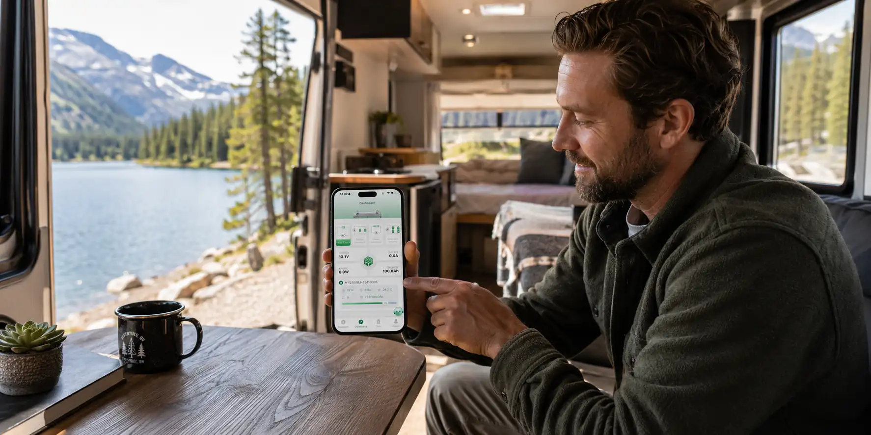 Hysincere Bluetooth Connection Series LiFePO4 battery application scenario with smart app monitoring