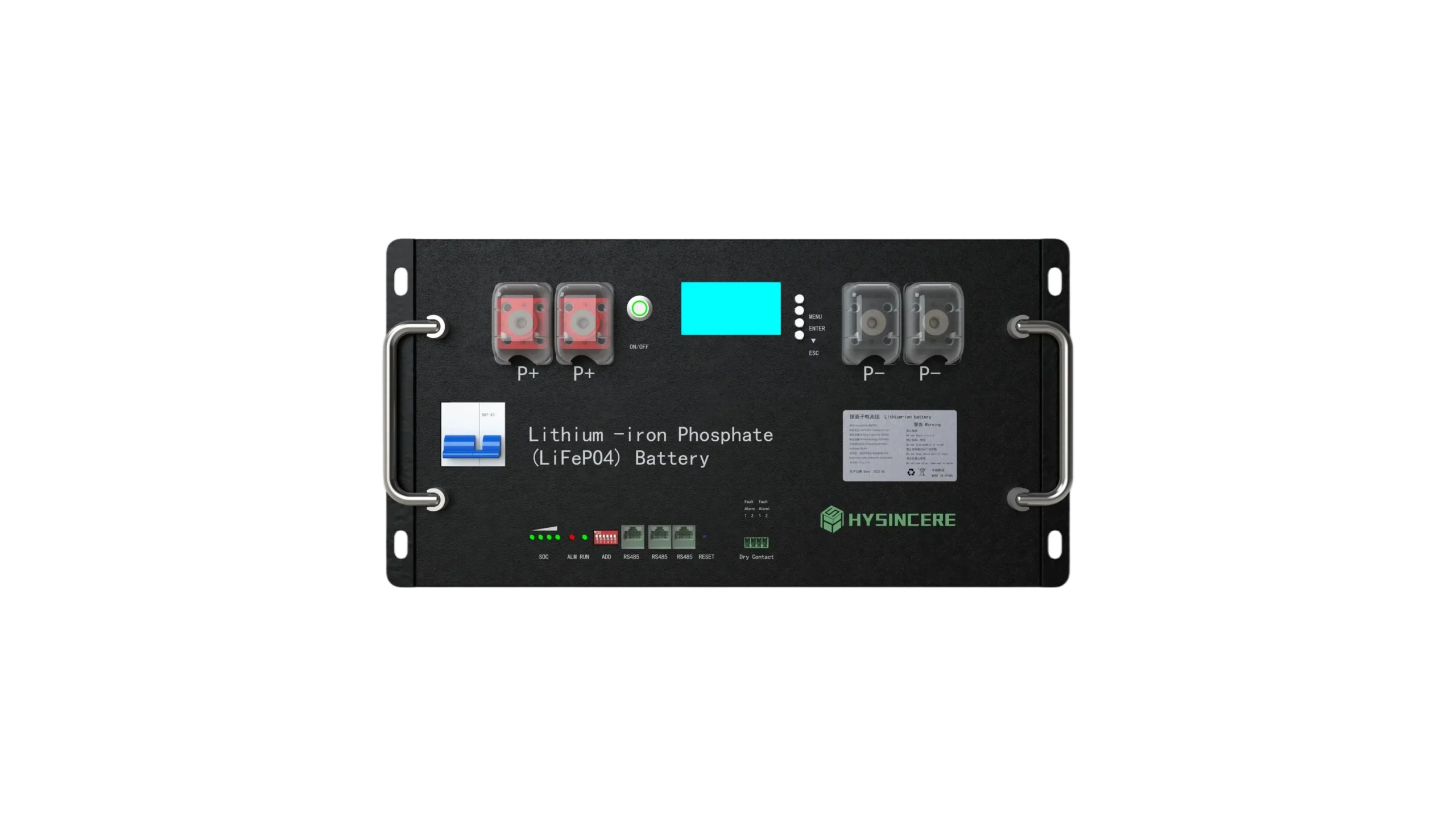 Hysincere 51.2V 200Ah rack-mount LiFePO4 home energy storage battery EF51200H-L main front view
