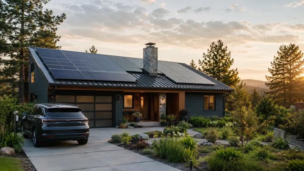 Realistic solar home image for a Hysincere article about whether solar power generators make clean energy.