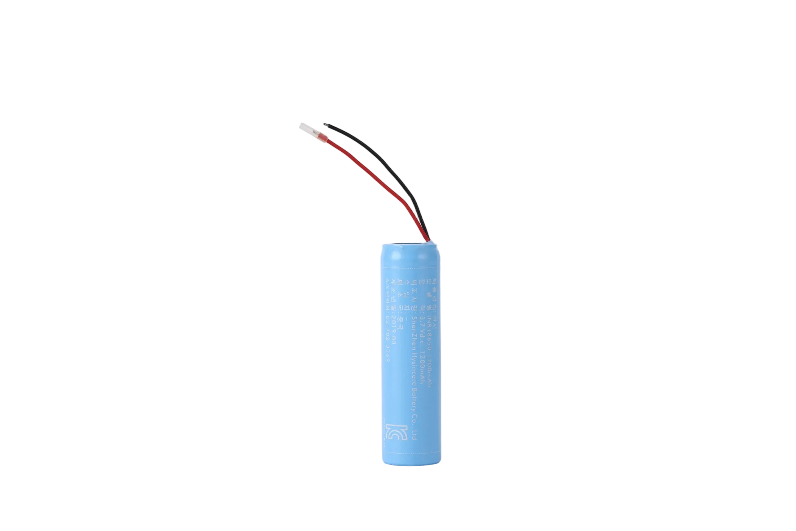 Hysincere KC Battery 18650 1S1P 3.7V 1200mAh with-wires protected cell transparent product detail main front view