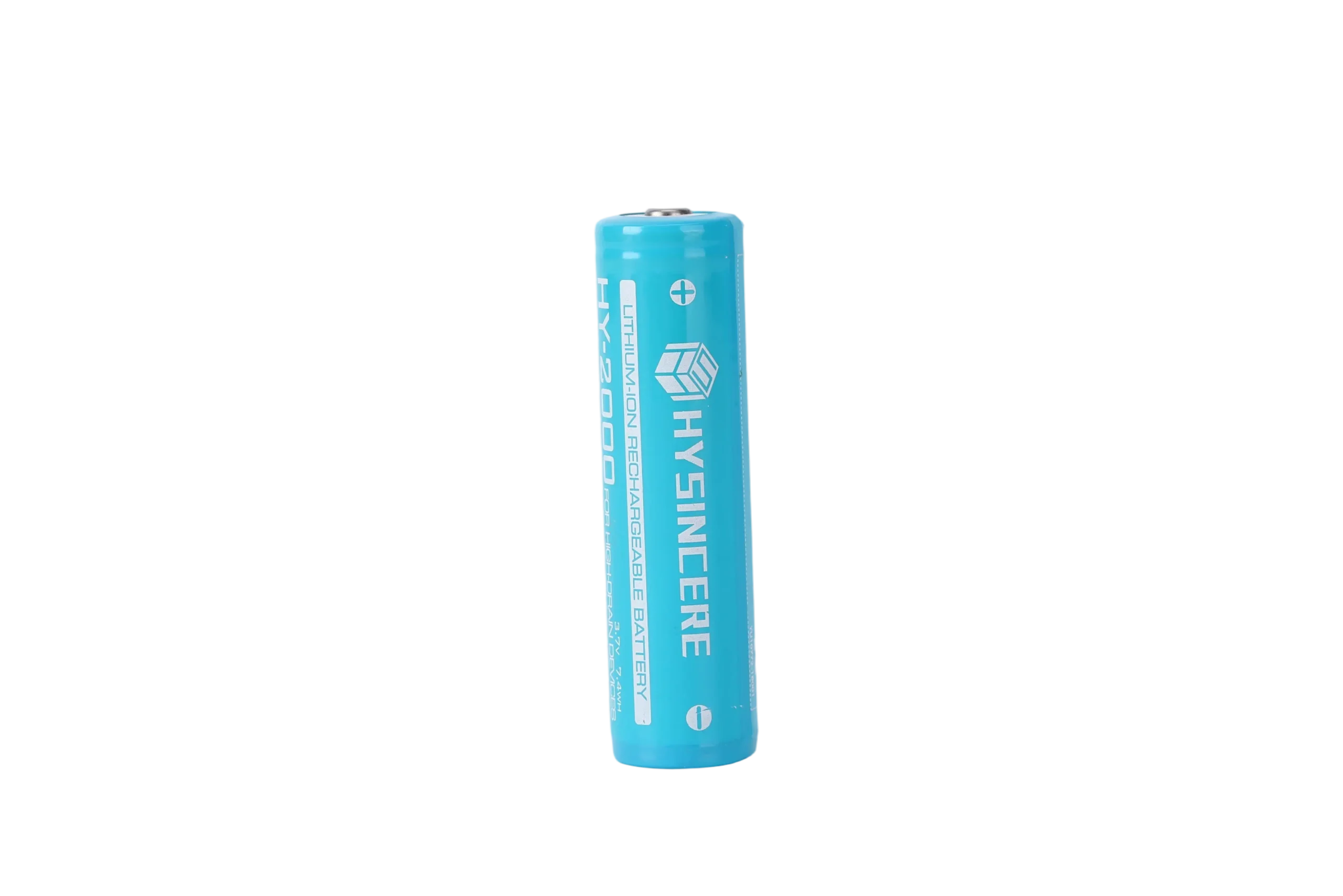Hysincere KC Battery 18650 1S1P 3.7V 2000mAh button-top protected cell transparent product detail main front view