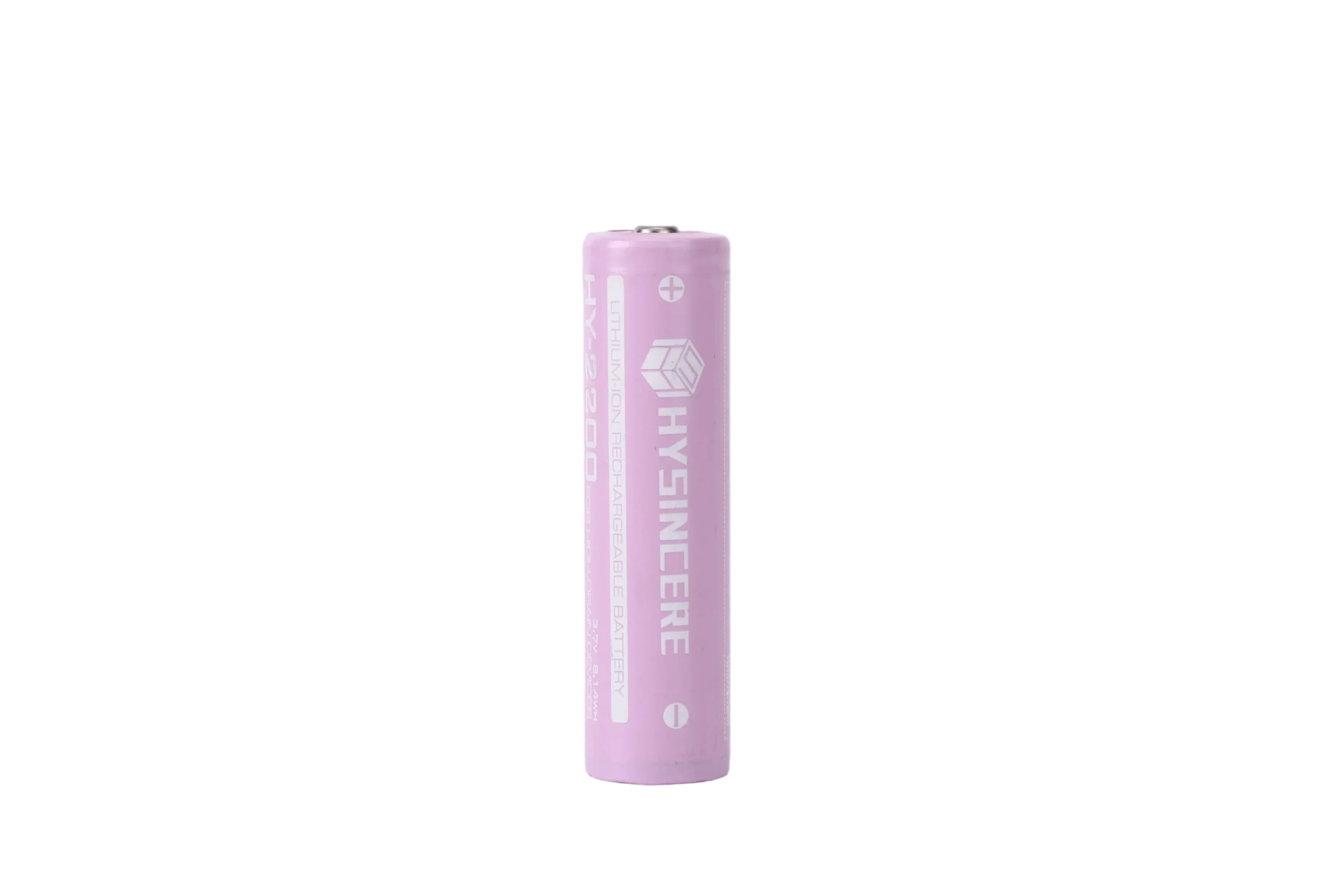 Hysincere KC Battery 18650 1S1P 3.7V 2200mAh button-top protected cell transparent product detail main front view