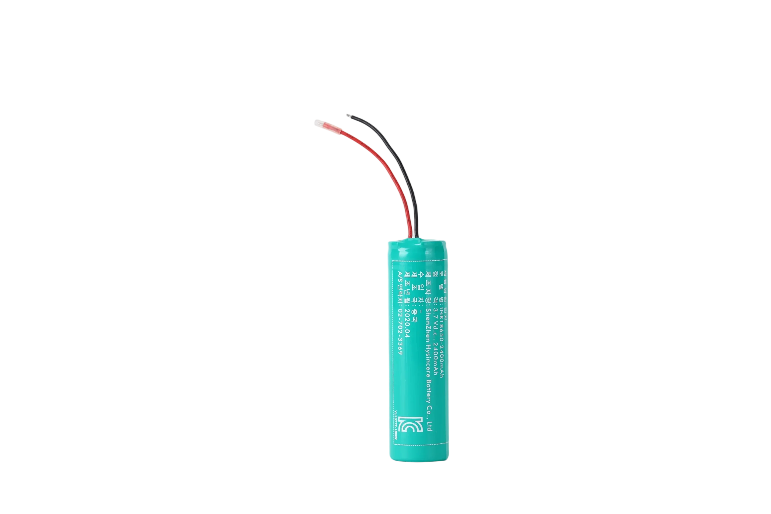 Hysincere KC Battery 18650 1S1P 3.7V 2400mAh with-wires protected cell transparent product detail main front view