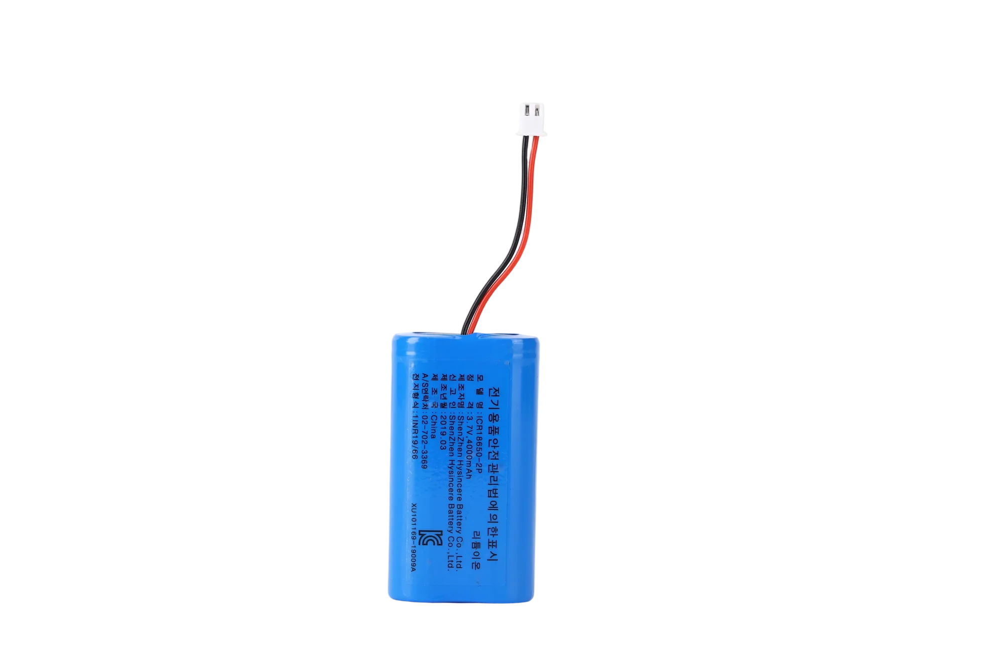 Hysincere KC Battery 18650 1S2P 3.7V 4000mAh battery pack transparent product detail main front view
