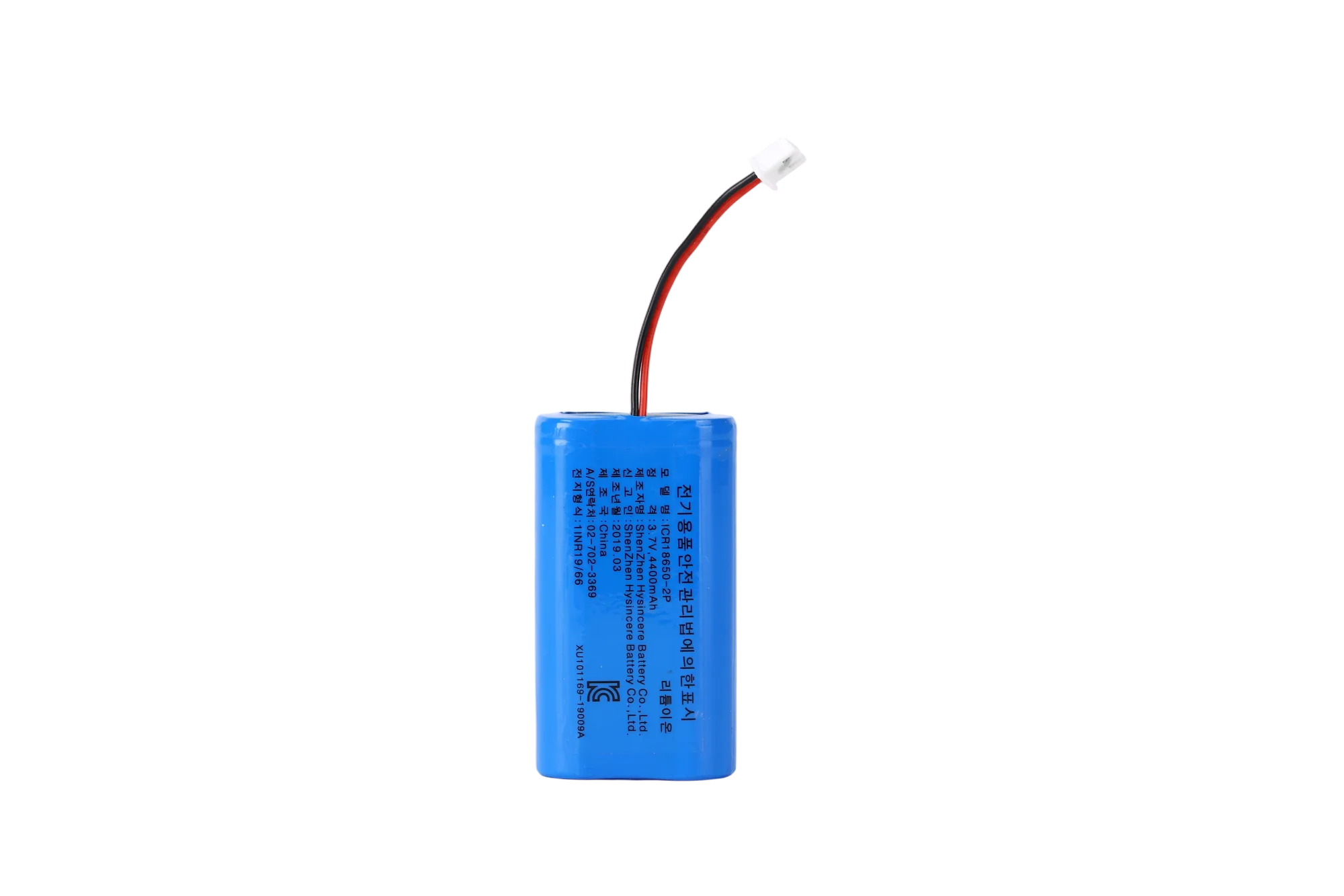 Hysincere KC Battery 18650 1S2P 3.7V 4400mAh battery pack transparent product detail main front view