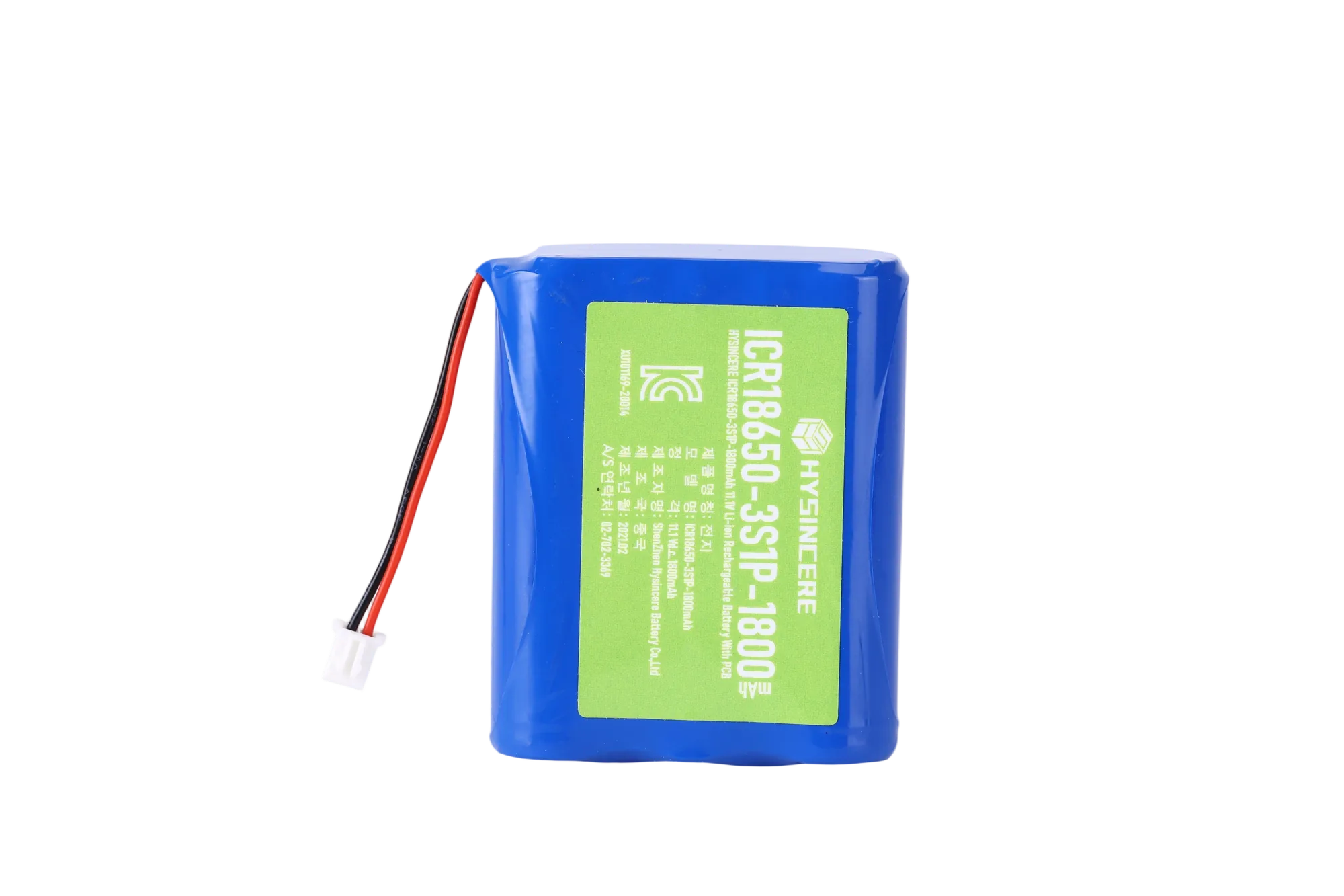 Hysincere KC Battery 18650 3S1P 11.1V 1800mAh battery pack transparent product detail main front view