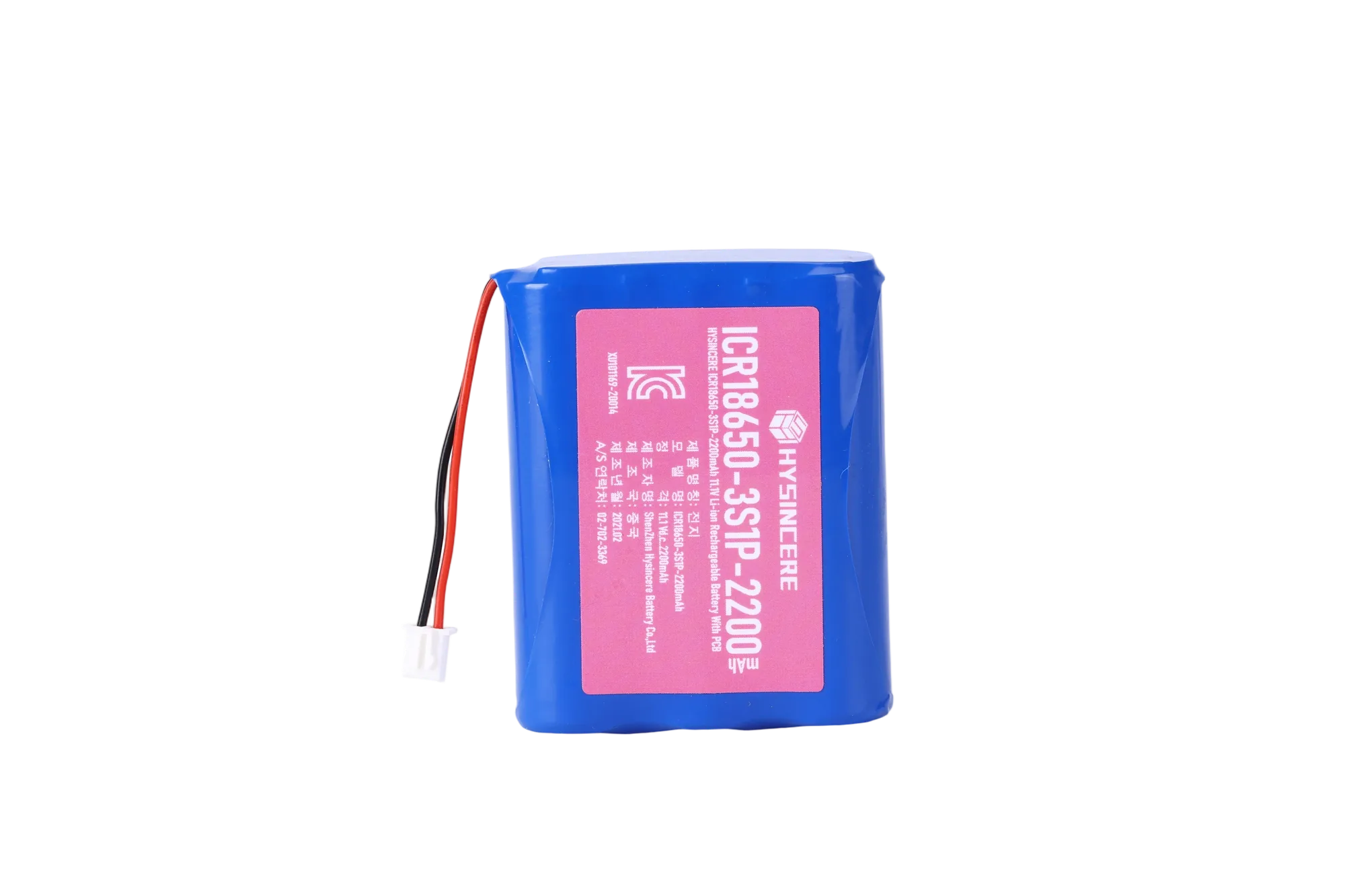 Hysincere KC Battery 18650 3S1P 11.1V 2200mAh battery pack transparent product detail main front view