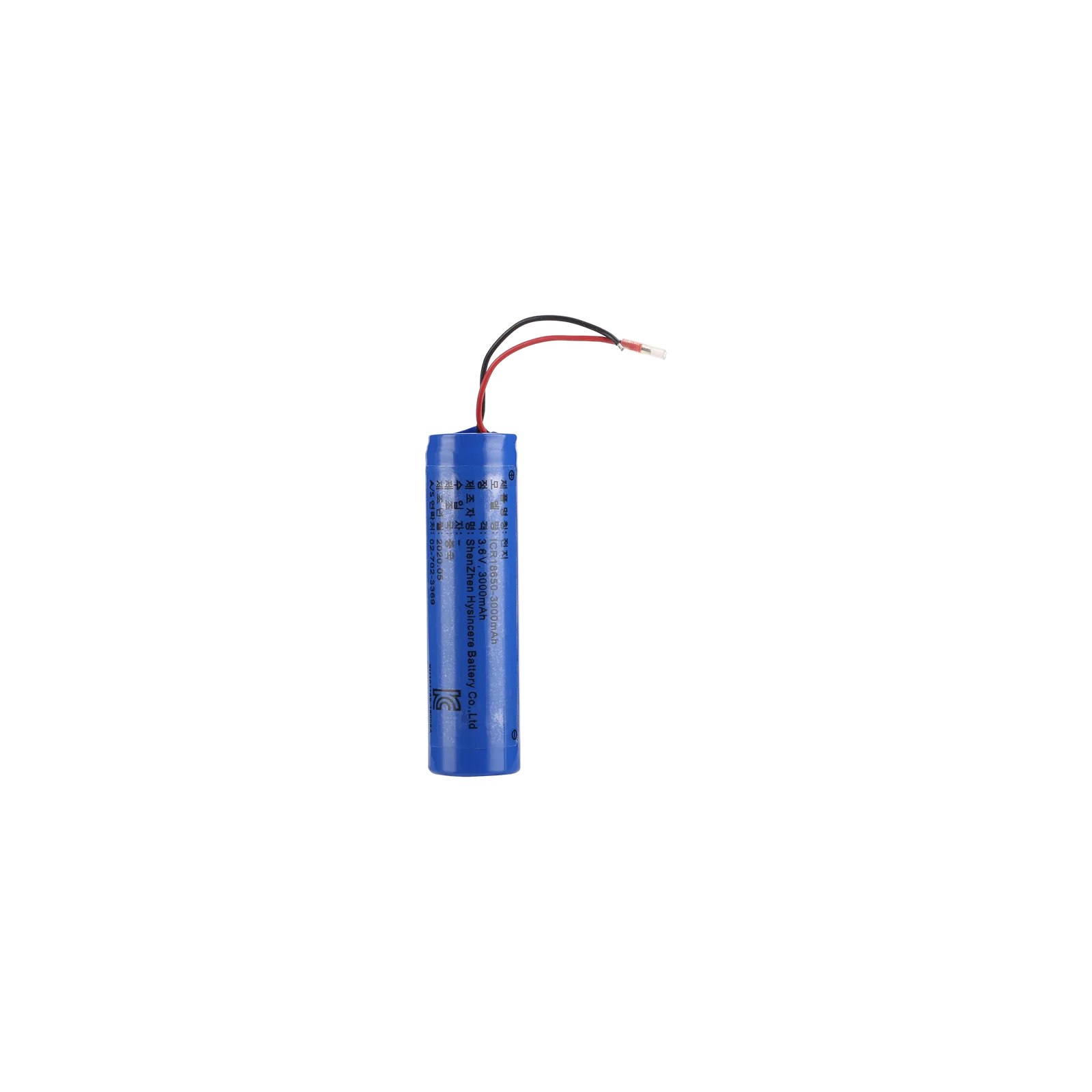 Hysincere 18650 1S1P 3000mAh wire lead protected KC battery