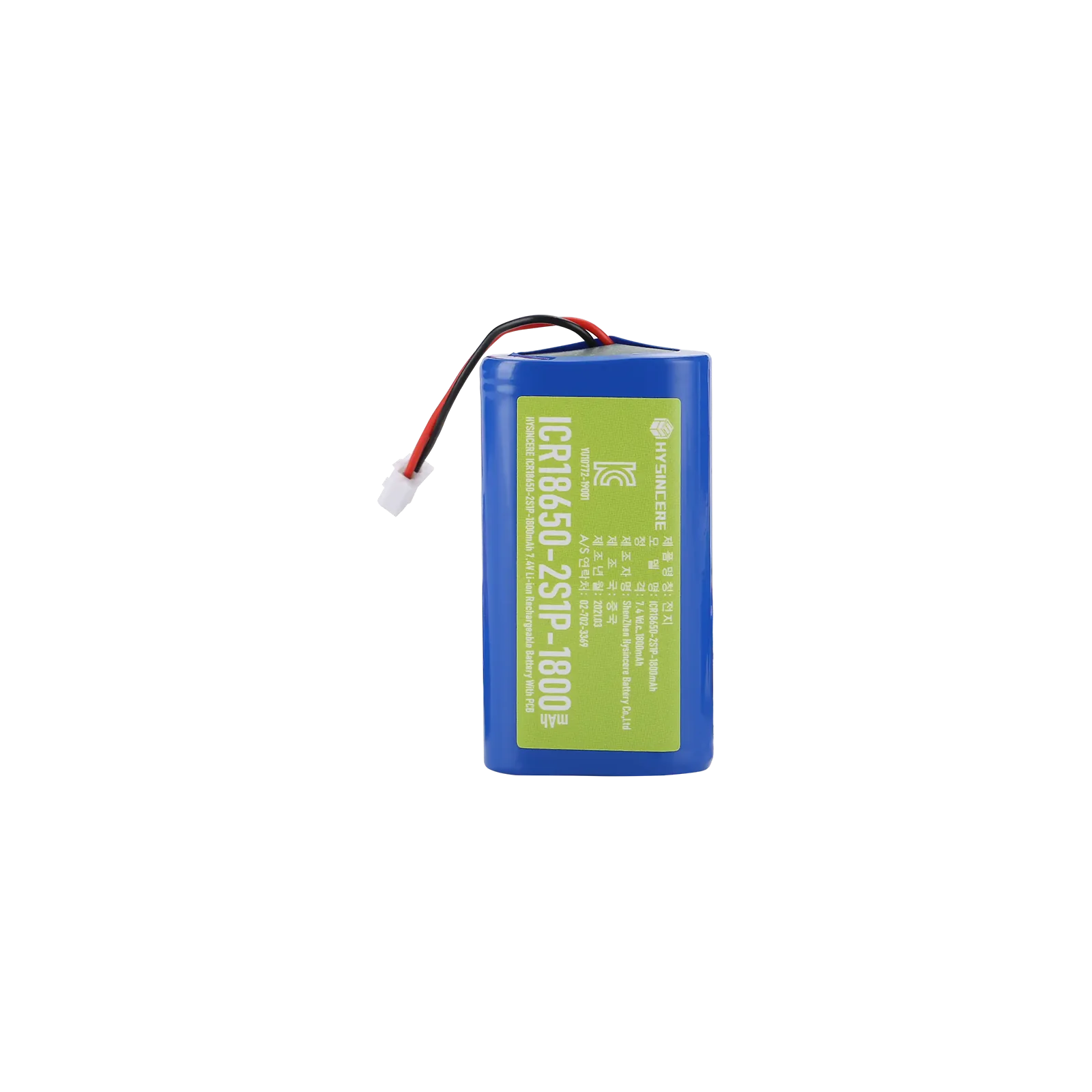 Hysincere 18650 2S1P 1800mAh KC battery pack