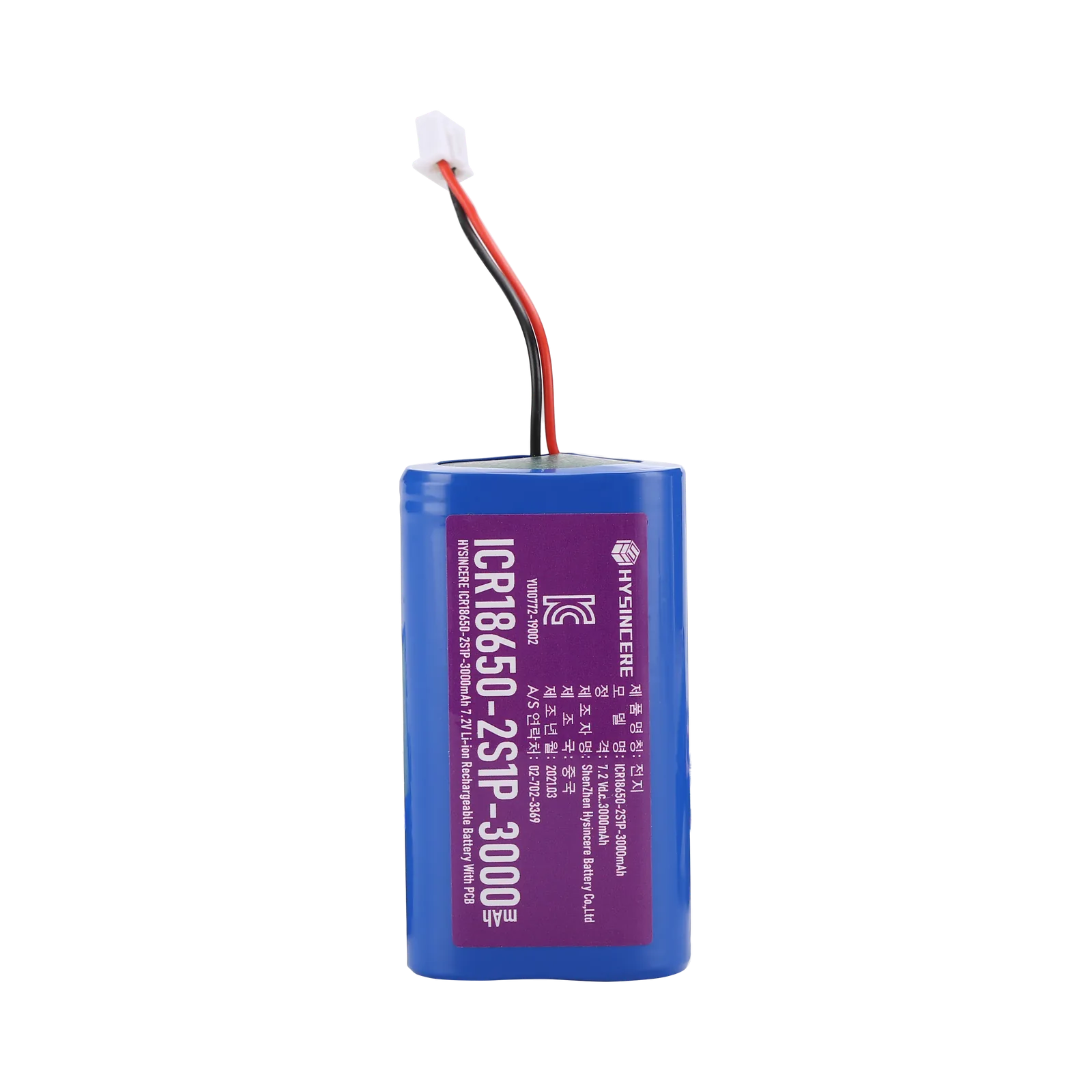 Hysincere 18650 2S1P 3000mAh KC battery