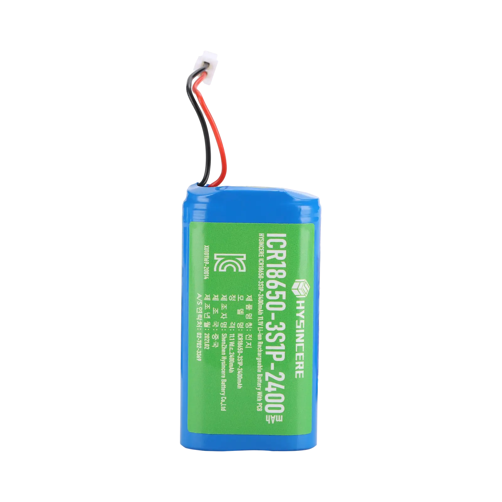 Hysincere 18650 3S1P 2400mAh KC battery