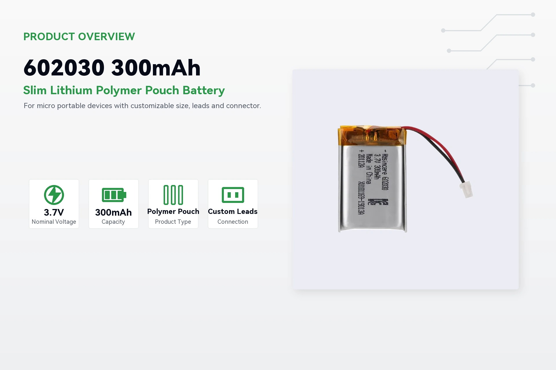 Hysincere 602030 300mAh product overview detail image