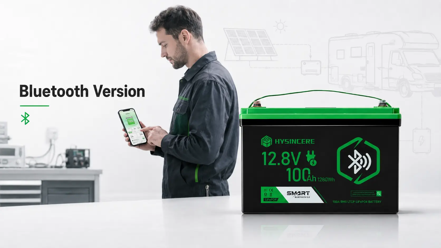 Hysincere Bluetooth lead-acid replacement LiFePO4 battery with mobile app monitoring