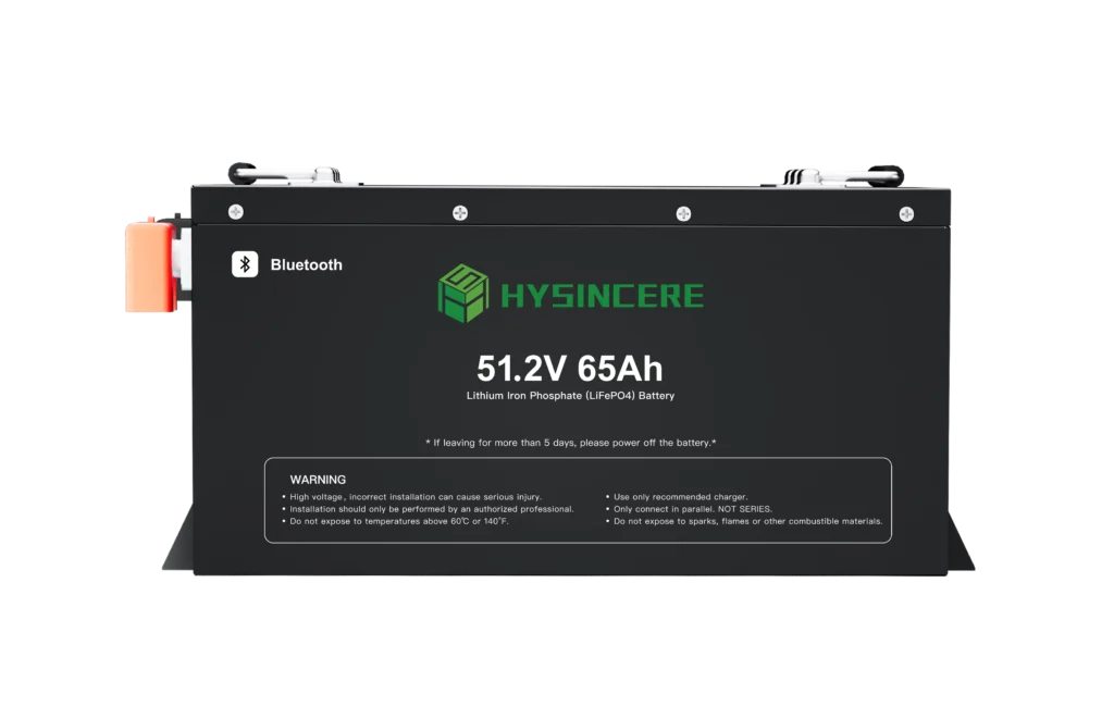 Hysincere GF5165N-B 51.2V 65Ah LiFePO4 golf cart battery front view