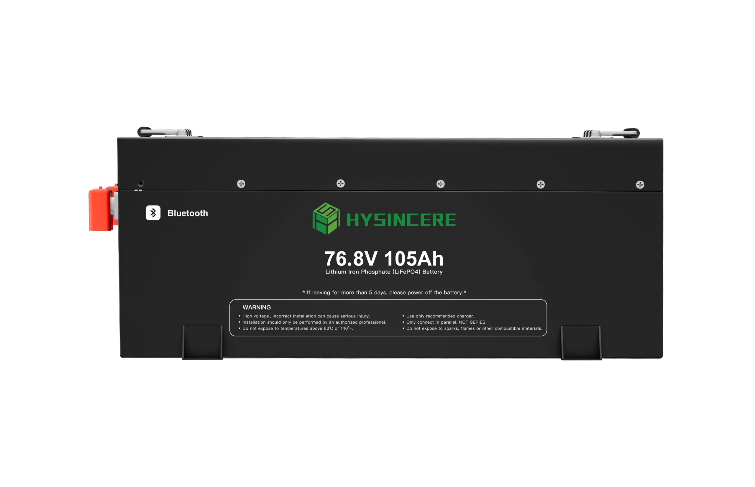 Hysincere GF76105N-B 76.8V 105Ah LiFePO4 golf cart battery front view