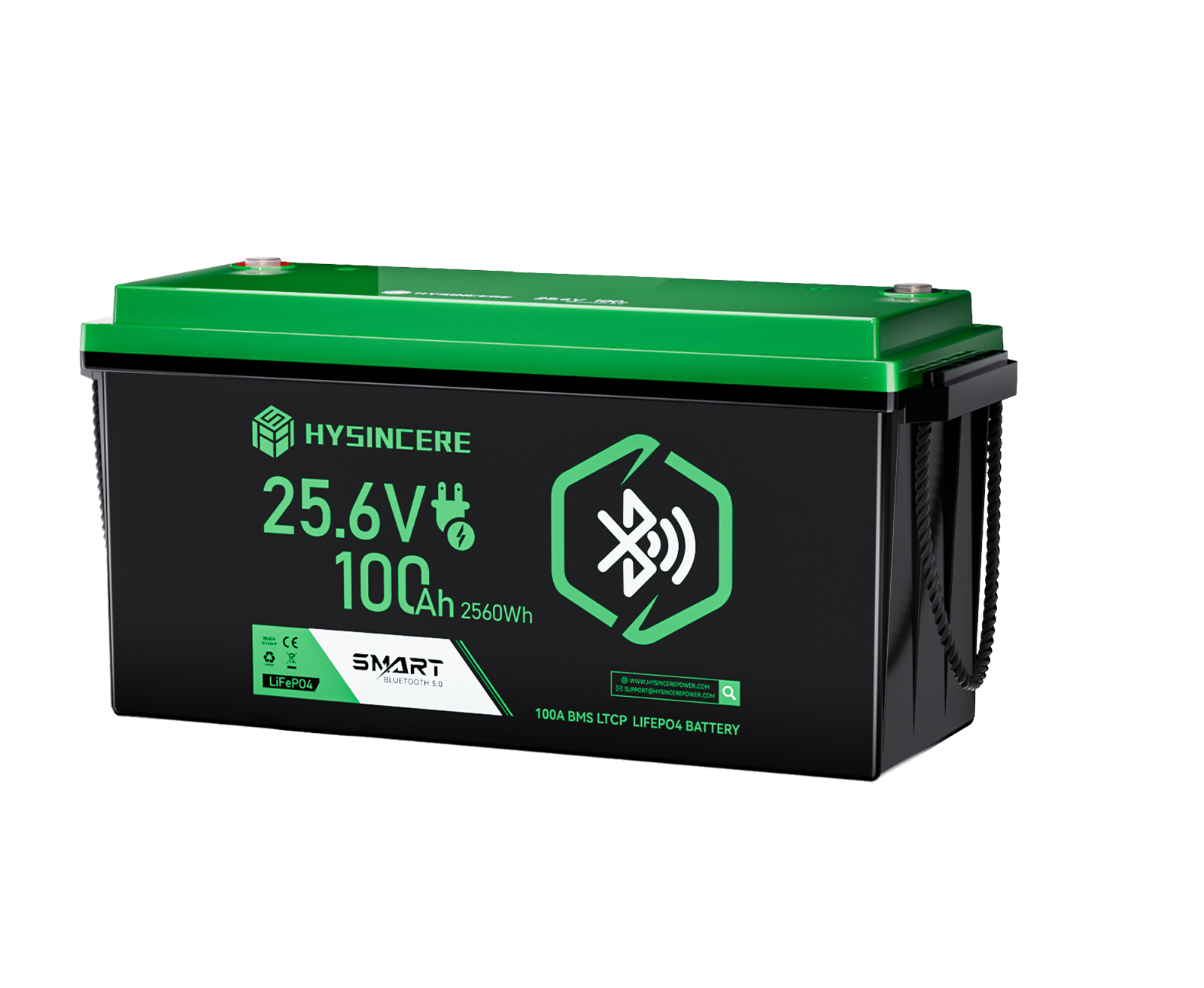 Hysincere LF24100N-B 25.6V 100Ah battery with top terminals and side handle